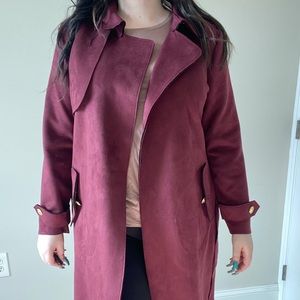 Suede knee length jacket